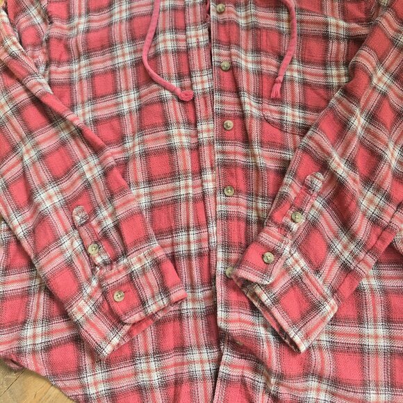 American Eagle Flannel Button Hoodie Size Medium - Picture 3 of 4